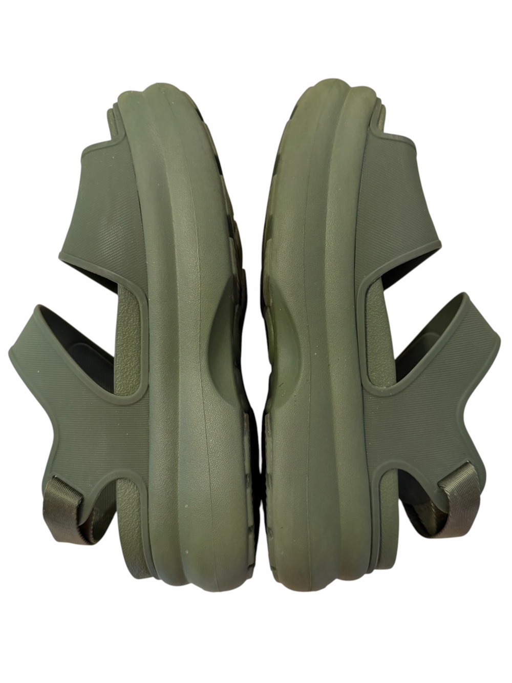 Crocs Womens Sz 9 Green Soho Y Strap Sandal Thick Platform Perforated Strap - Picture 8 of 11